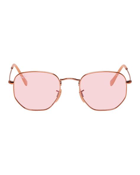 Ray Ban Rubber Copper And Pink Hexagonal Evolve Sunglasses For Men Lyst