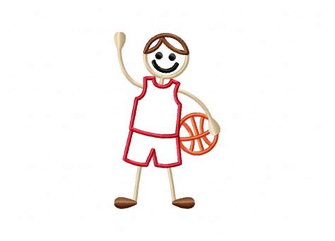 Basketball Stick Figure Embroidery Design Daily Embroidery