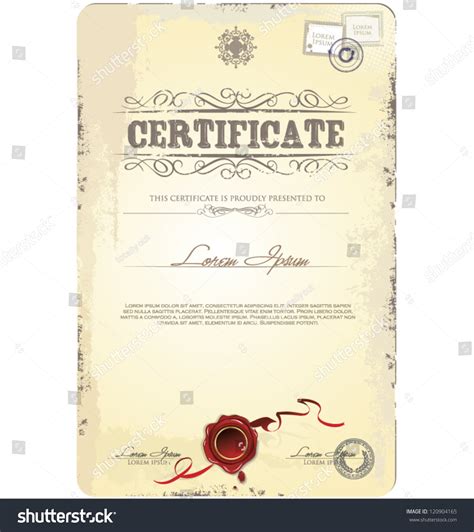 Old Vintage Certificate Template Vector Illustration Vector De Stock