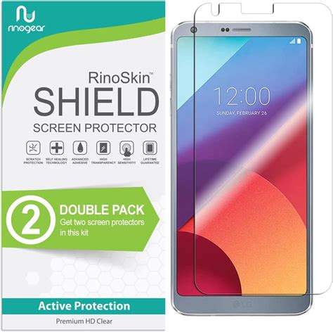 rinogear 2 pack screen protector for lg g6 screen protector case friendly