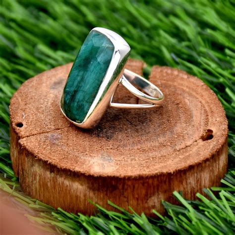 Indian Emerald Ring Sterling Sliver Ring Handmade Ring Etsy