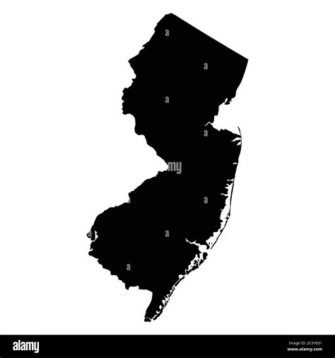 Mapas del estado de Nueva Jersey NJ Mapa sólido de silueta negra