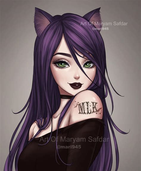 Purple Cat Girl By Mari945 On Deviantart