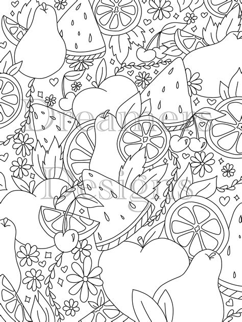 Fruity Coloring Page Etsy