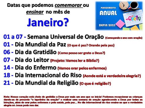 Datas Comemorativas Ministerio Infantil