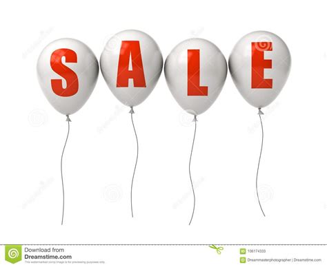 Red Sale Text On White Balloons Isolated On White Background Stock Illustration - Illustration ...