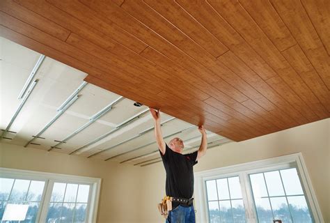 How to install armstrong woodhaven planks to cover existing popcorn ceilings in a home. Plank Ceiling | Ceilings | Armstrong Residential ...