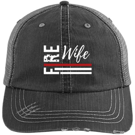 FIRE WIFE FLAG Embroidered Distressed Unstructured Trucker Cap | Fire wife, Firemen wife ...