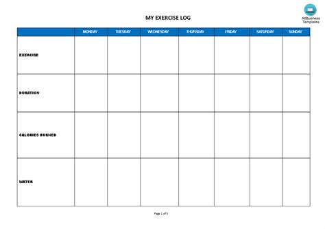 If you're going for a more challenging four workouts you can complete workouts 1 and 2 twice. Weekly Exercise Log | Templates at allbusinesstemplates.com