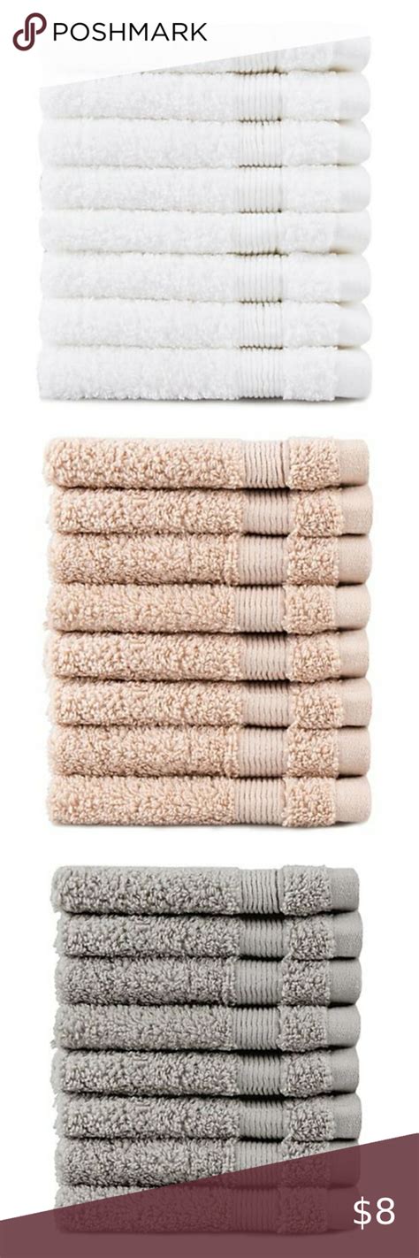100 Cotton Washcloths Set Of 8 In Gray White Or Sand Color In 2022
