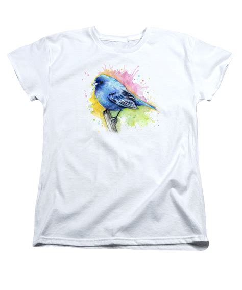 Indigo Bunting Blue Bird Watercolor Womens T Shirt For Sale By Olga