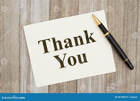 Thank You Greeting Card With Pen Stock Photo Image Of Thanks