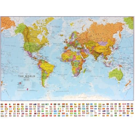 Small World Wall Map With Flags 160million Scale Paper Or Laminated