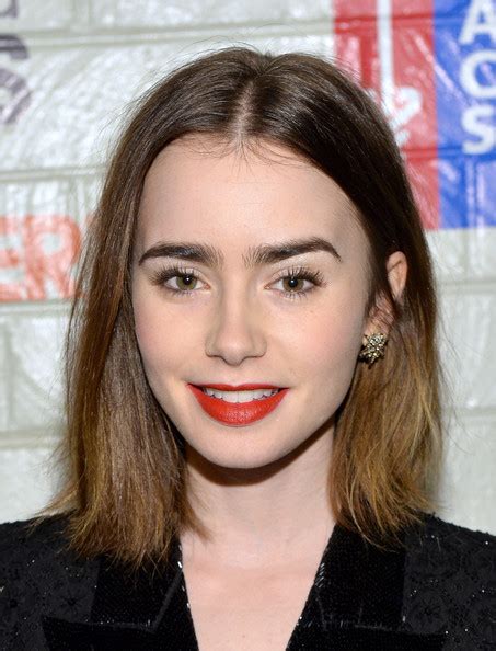 Lily Collins Medium Straight Cut Lily Collins Looks