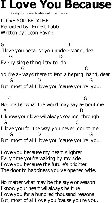 Old Country Song Lyrics With Chords I Love You Because