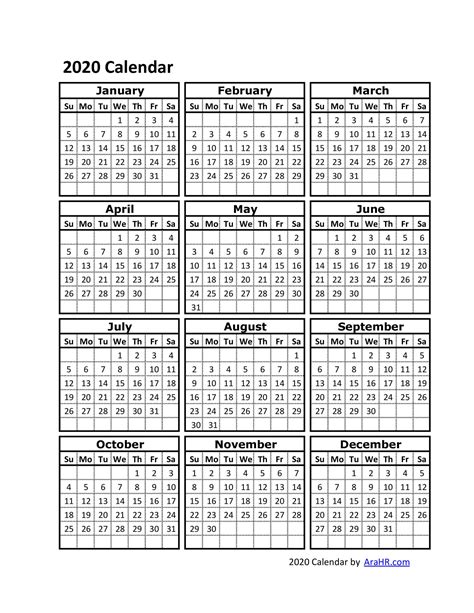 Collect 2020 Print Free Calendars Without Downloading Calendar