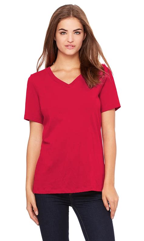 The Bella Canvas Ladies Relaxed Jersey Short Sleeve V Neck T Shirt