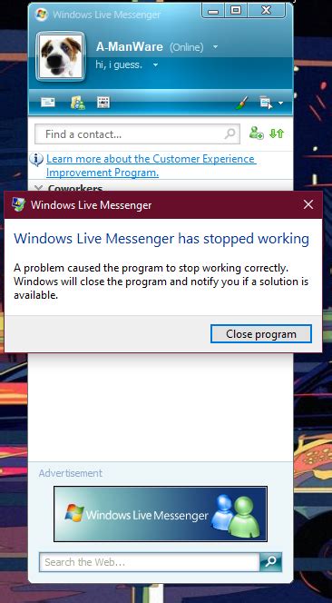 Msn Messenger Crashes When Clicking On A Friends Contact Messenger