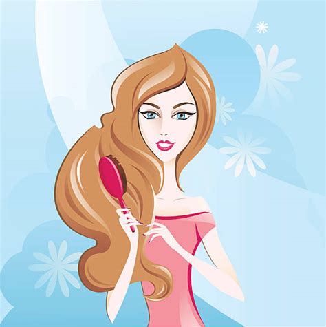 Clip Art Of A Pretty Girls With Long Brown Hair Illustrations Royalty