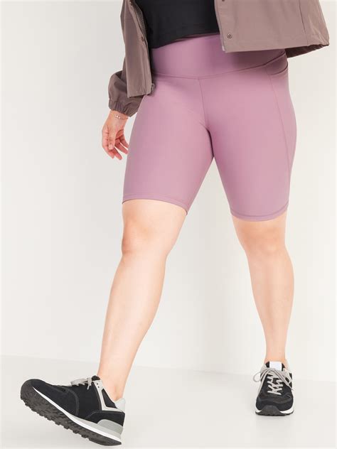 High Waisted Powersoft Side Pocket Biker Shorts For Women 8 Inch