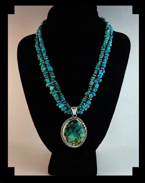 white fox creation double strand turquoise necklace with etsy in 2021 turquoise pendant