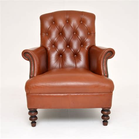 Antique Victorian Style Deep Buttoned Leather Armchair Marylebone