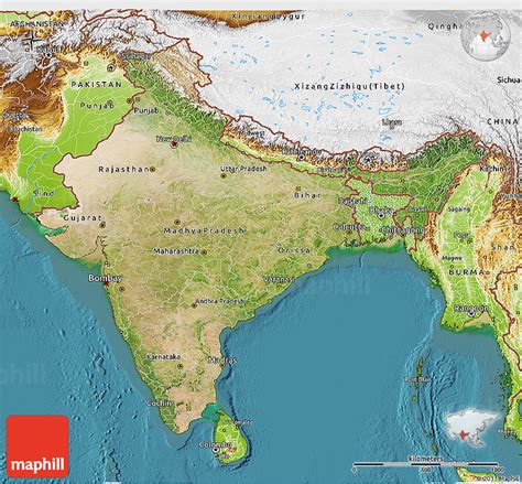 Satellite 3d Map Of India Physical Outside Satellite Sea