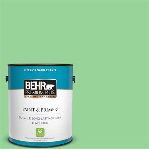 Behr Premium Plus 1 Gal P390 4 Young Green Satin Enamel Low Odor
