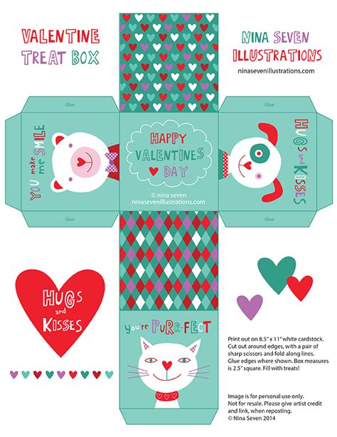Nina Seven Free Printable Valentines Day Treat Box