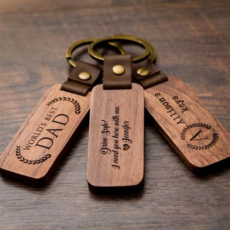 Wood Keychain Engraved Key Chain For Birthday Or Etsy Wood Keychain