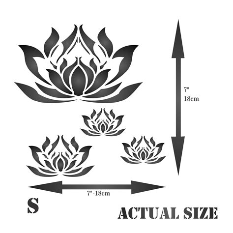 Lotus Flower Stencil By Stencils For Walls Size 7”w X 7”h Reusable
