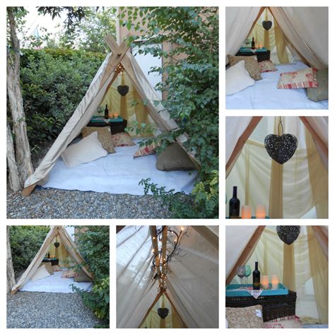 Tee Pee Style Tent With Hanging Ornaments And Added Furniture Romantic