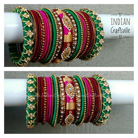 Indian Silk Thread Bangles 42 Bangles For Both Hands Etsy