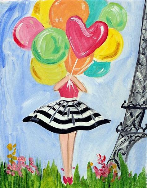 Lady With Balloons Cute Beginner Painting Idea Balloon Painting