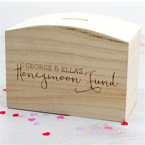 Honeymoon Fund Wooden Money Box By Mirrorin