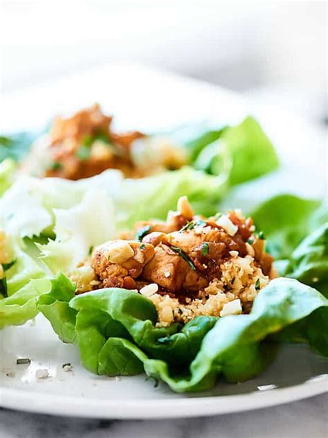 The gingerroot, rice wine vinegar and teriyaki sauce give them delicious asian flair. Healthy Asian Lettuce Wraps Recipe - w/ Chicken