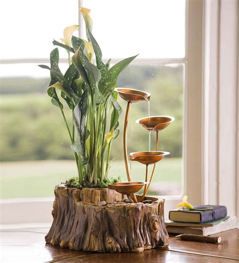 Tabletop Fountain With Planter In Indoor Fountains Diy Water Fountain