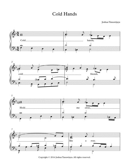 Cold Hands Sheet Music Joshua Tanuwijaya Satb Choir