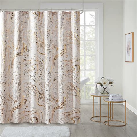 Home Essence Apartment Vanessa Printed Marble Metallic Shower Curtain