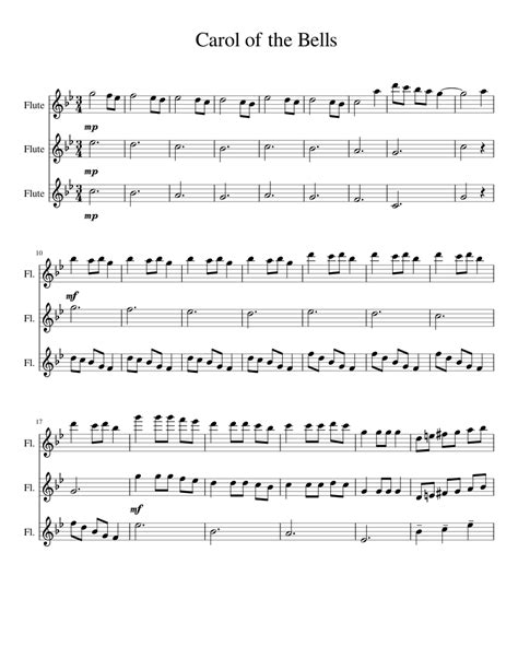 Carol Of The Bells Sheet Music For Flute Download Free In Pdf Or Midi