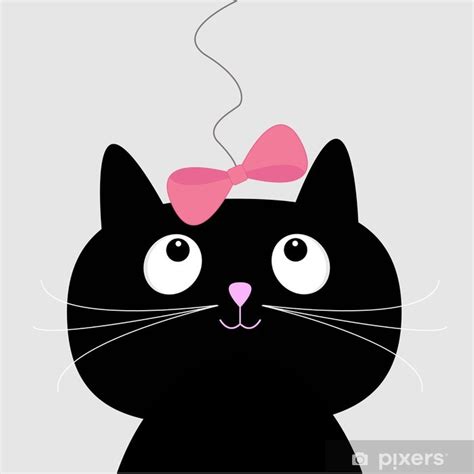 Vinilo Pixerstick Cute Dibujos Animados Del Gato Negro Tarjeta Pixers Vivimos Para Cambiar