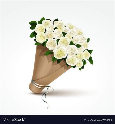 Bouquet White Roses Isolated Royalty Free Vector Image