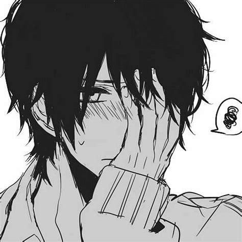 Blush Embarrassed Anime Black And White Cute Guy Рисунки Милые