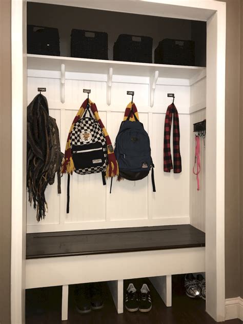 Rectangular glass cutout closet door ideas. 01 Entryway Mudroom Bench Design Ideas | Front hall closet ...