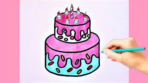 Cara Menggambar Kue Ulang Tahun Mewarnaimelukis Kue Ulang Tahun Yang