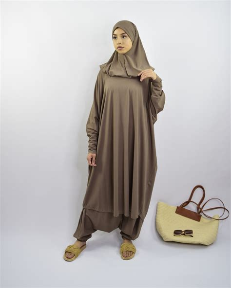 Burkini Jilbab Mastoura Taupe Full Coverage Muslim Swimsuit Ina Collection