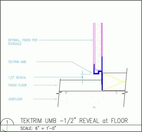 Complete instructions for reproducing this slide are included in the notes pane. Tektrim drywall base w/ 1/2" reveal at floor (slick ...