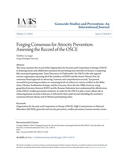 Pdf Forging Consensus For Atrocity Prevention Assessing The Record