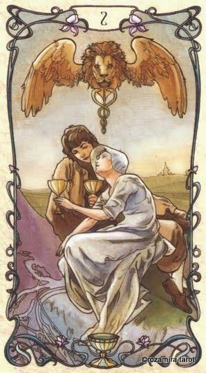 The two of cups is one of the very few cards within the tarot that has an overall positive meaning in each position. Two of Cups | Tarot mucha, Tarot cards art
