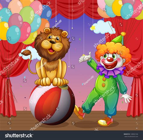 Illustration Of A Lion And A Clown At The Circus 128832166 Shutterstock